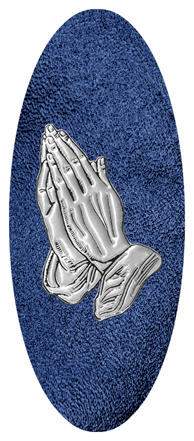 Silver Praying Hands Shimmer Blue